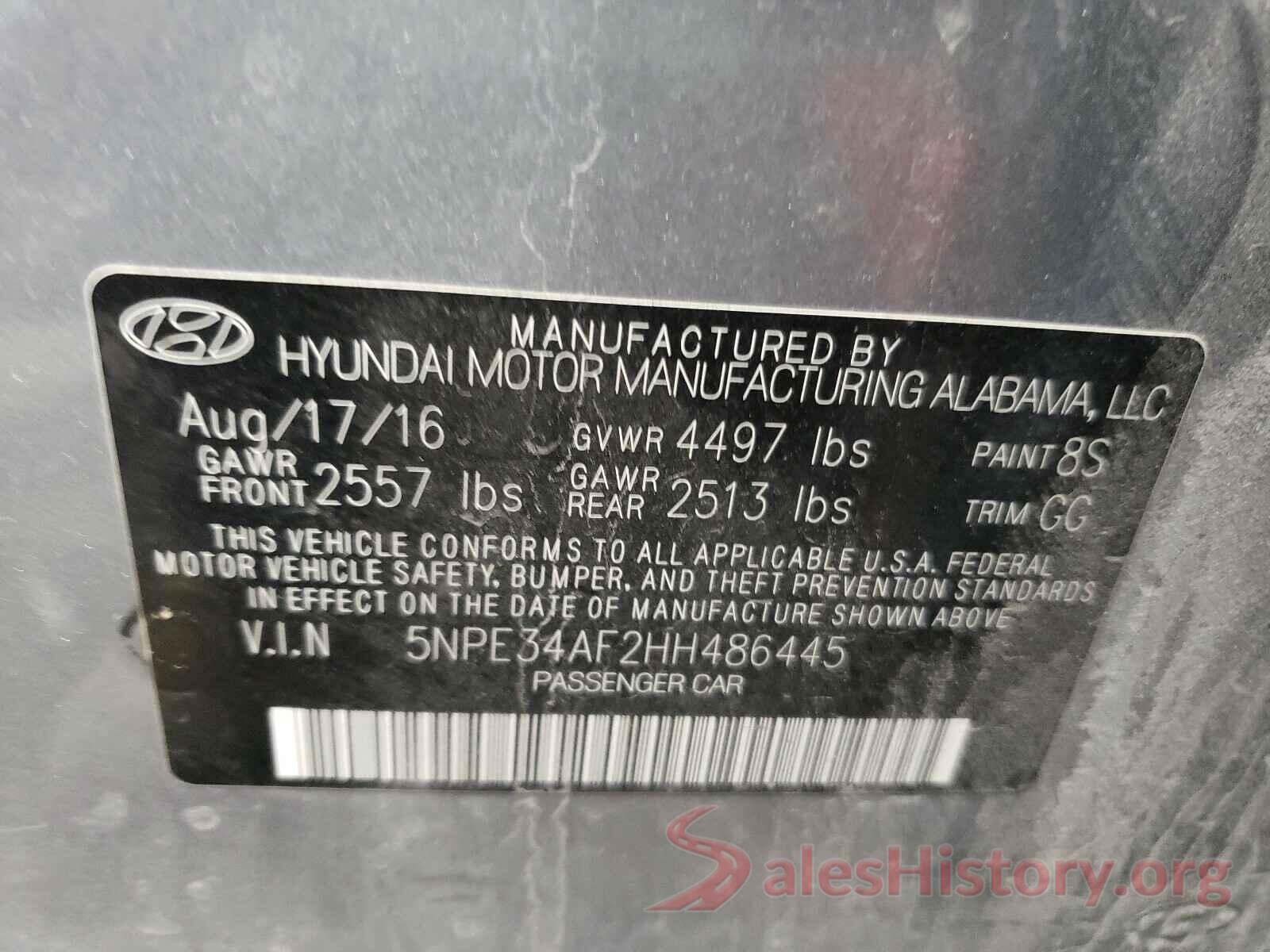 5NPE34AF2HH486445 2017 HYUNDAI SONATA