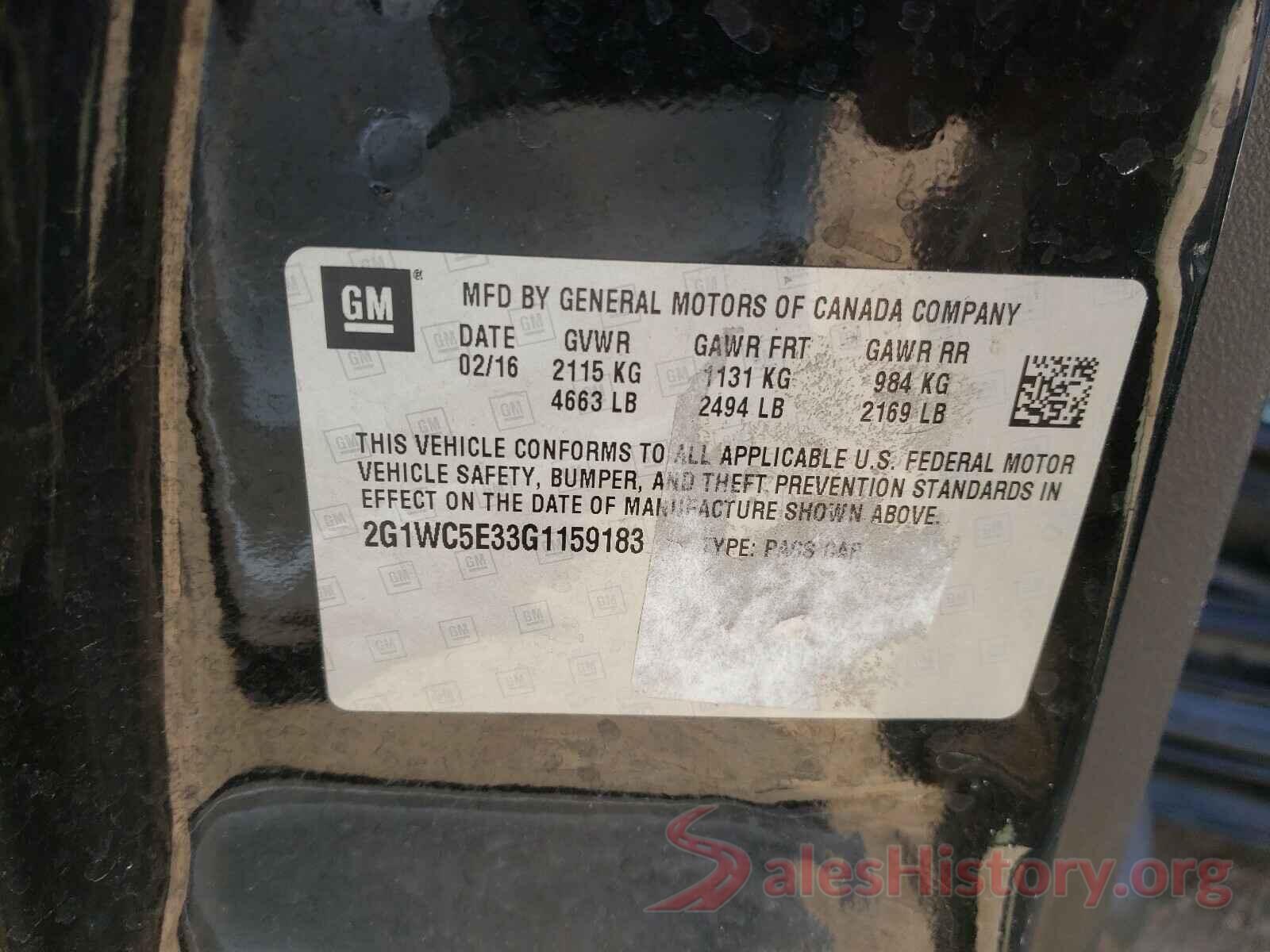 2G1WC5E33G1159183 2016 CHEVROLET IMPALA