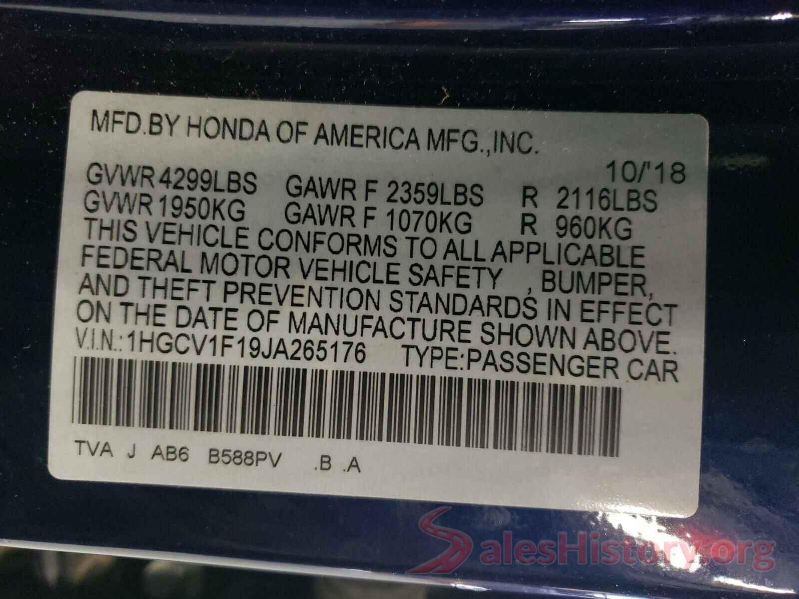 1HGCV1F19JA265176 2018 HONDA ACCORD