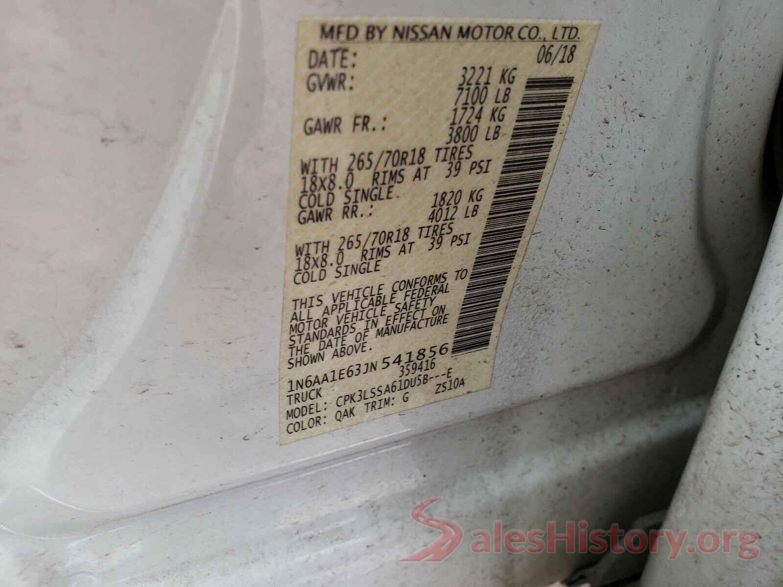 1N6AA1E63JN541856 2018 NISSAN TITAN