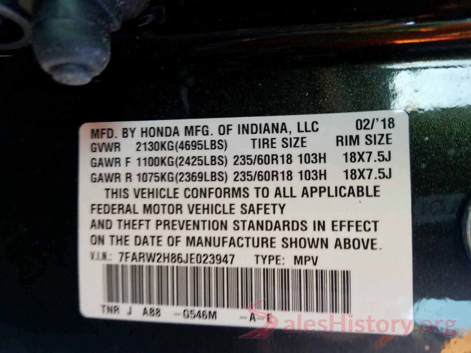 3N1AB7AP8JL634845 2018 HONDA CRV