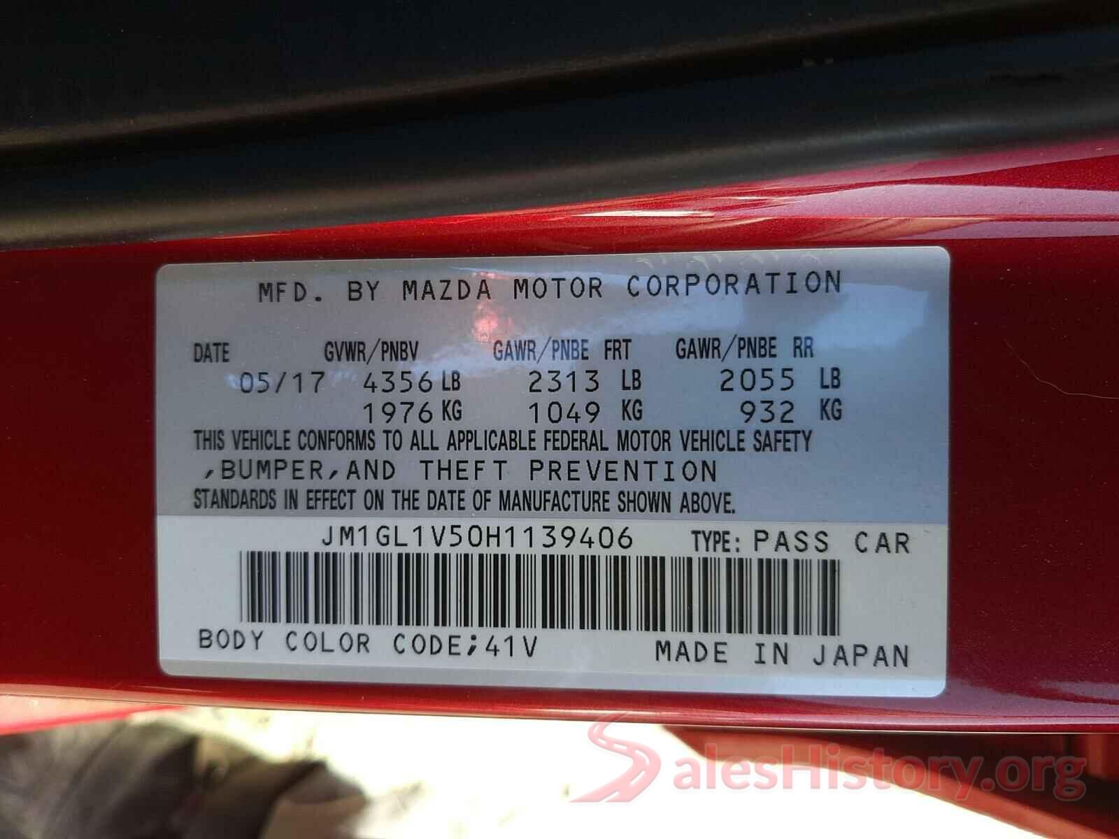 JM1GL1V50H1139406 2017 MAZDA 6