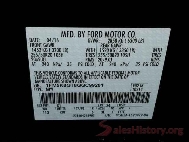 4T1F11AK8MU408236 2016 FORD EXPLORER