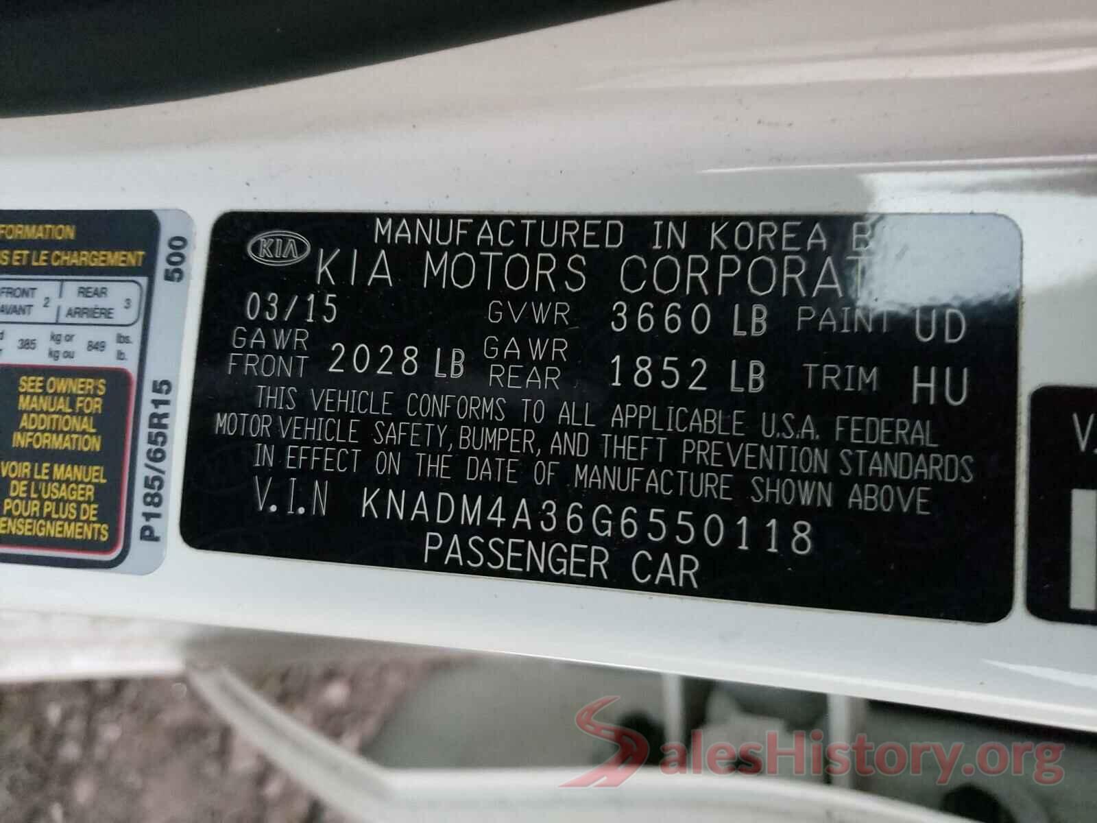 KNADM4A36G6550118 2016 KIA RIO