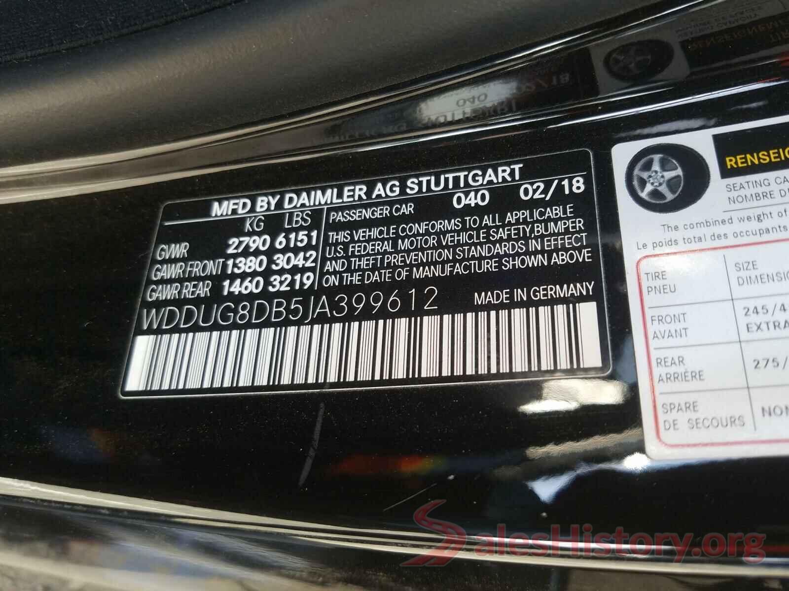 WDDUG8DB5JA399612 2018 MERCEDES-BENZ S CLASS