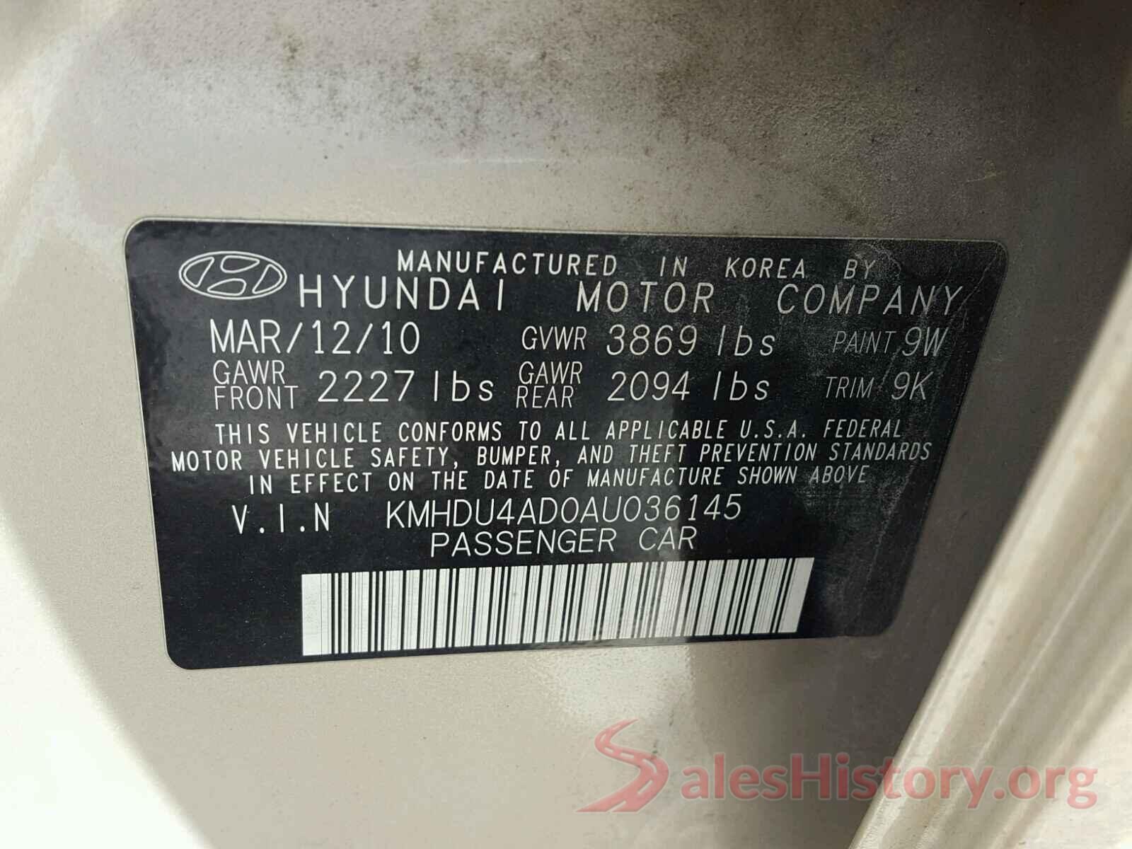 5XYPKDA52KG447470 2010 HYUNDAI ELANTRA