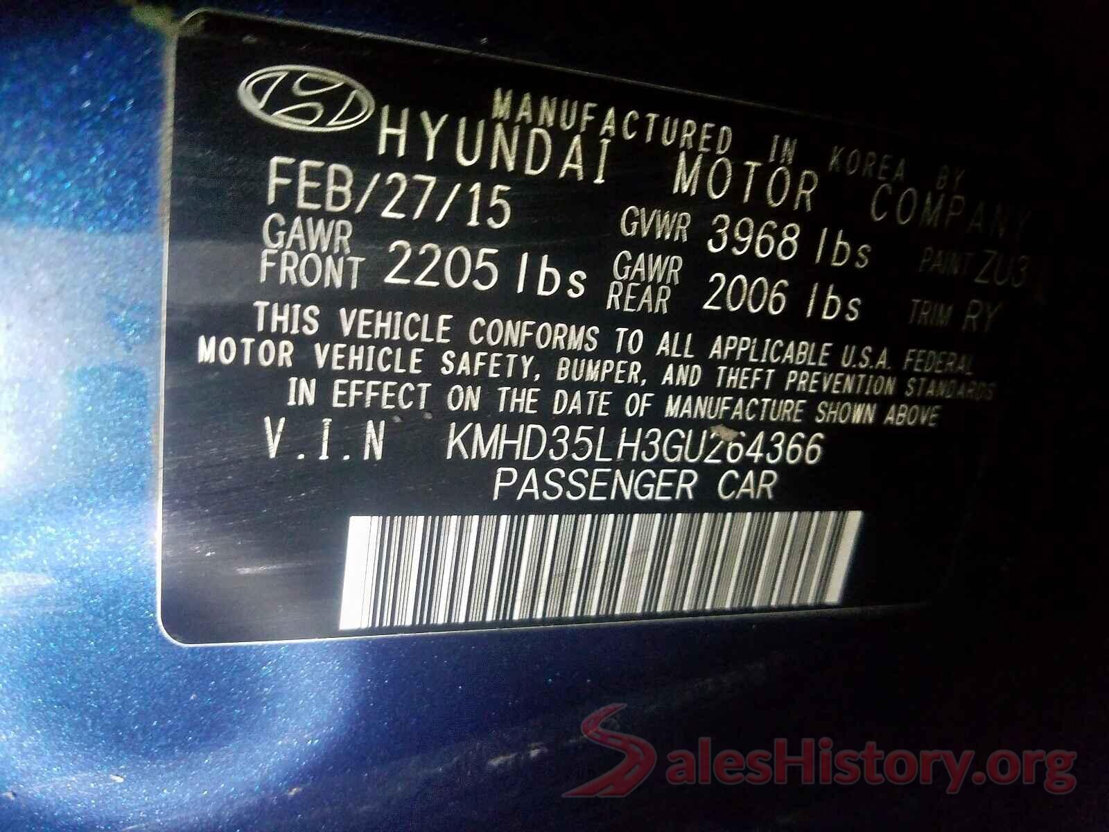 KMHD35LH3GU264366 2016 HYUNDAI ELANTRA