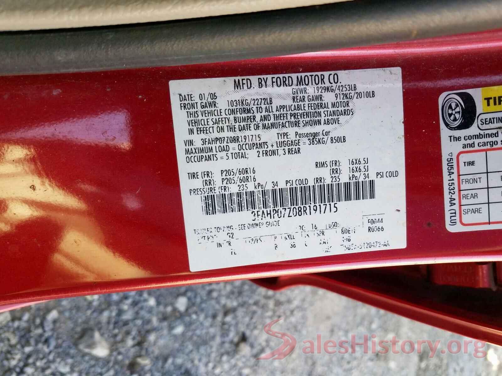 SALYB2RX0JA743710 2008 FORD FUSION