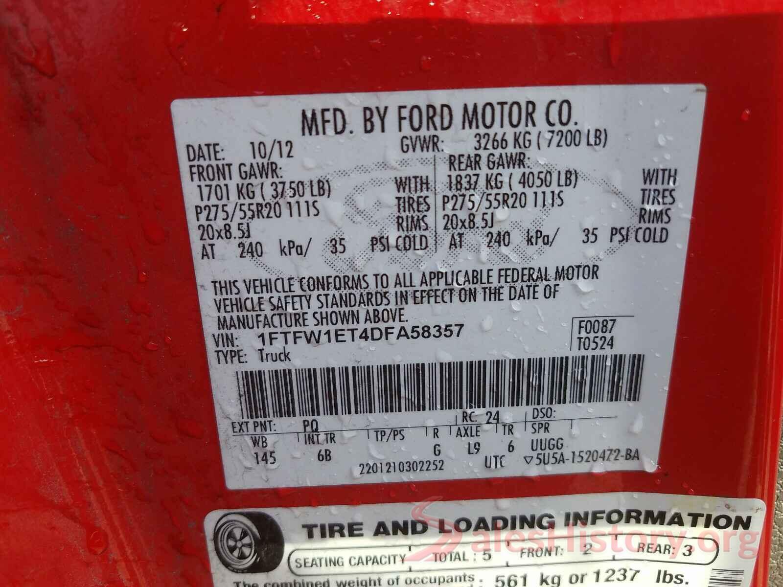 JTDKARFU2H3039364 2013 FORD F150