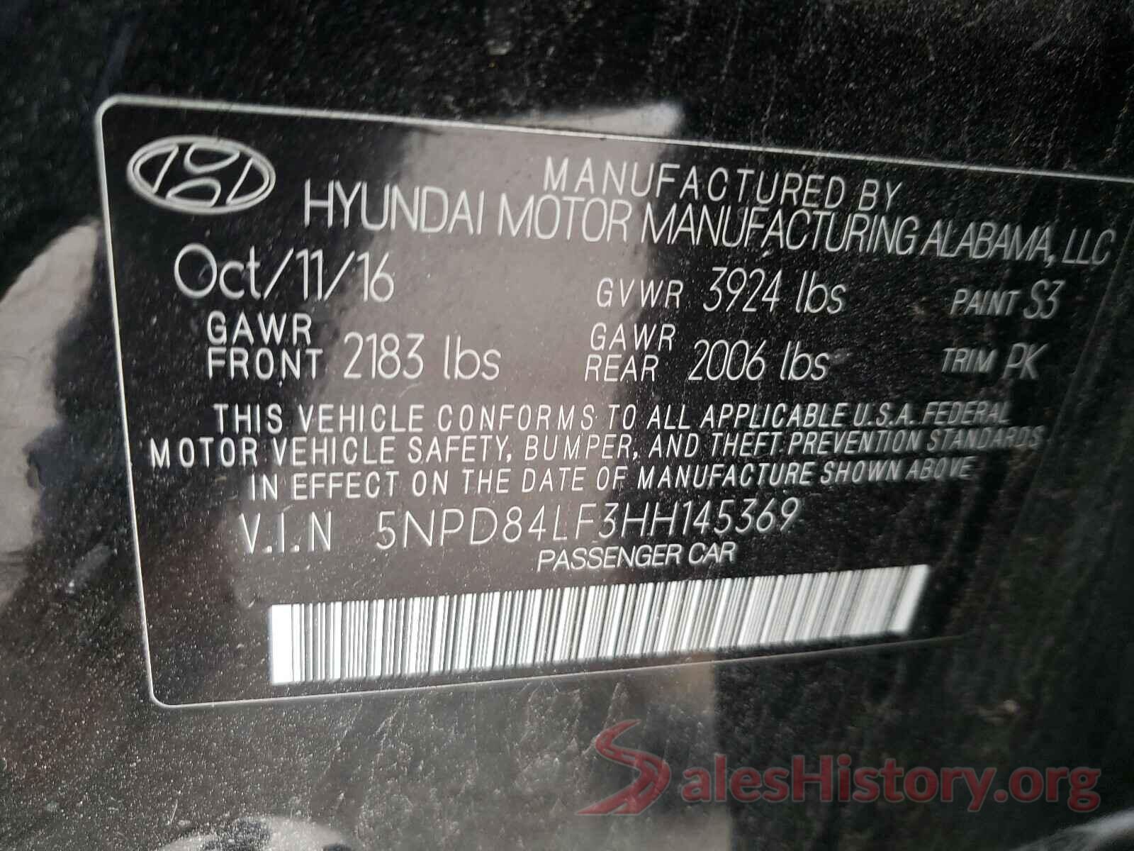 5NPD84LF3HH145369 2017 HYUNDAI ELANTRA