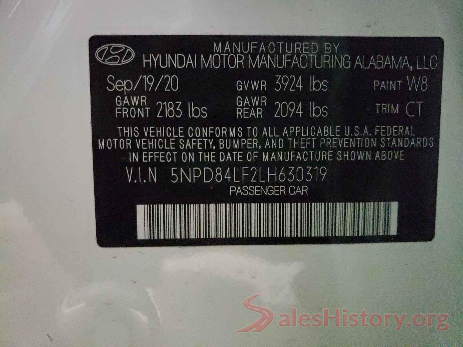 5NPD84LF2LH630319 2020 HYUNDAI ELANTRA