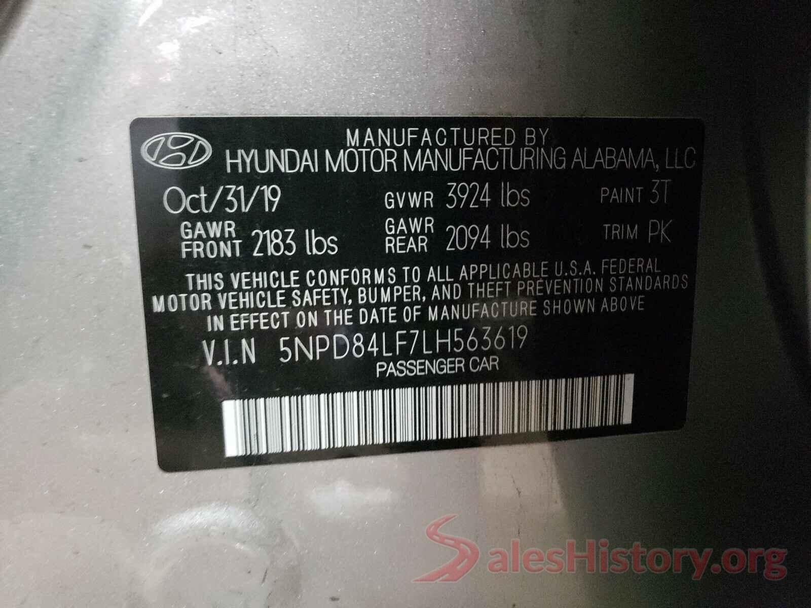 5NPD84LF7LH563619 2020 HYUNDAI ELANTRA