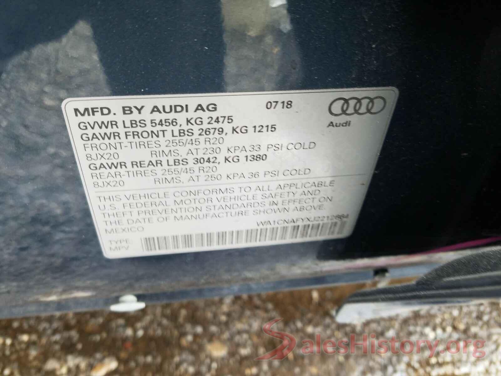 WA1CNAFYXJ2212664 2018 AUDI Q5