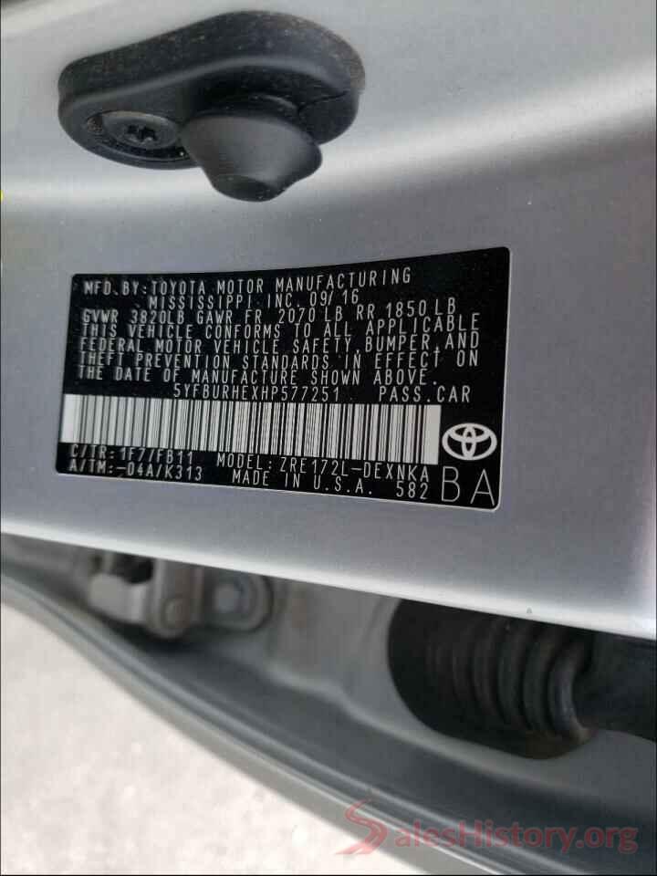 5YFBURHEXHP577251 2017 TOYOTA COROLLA