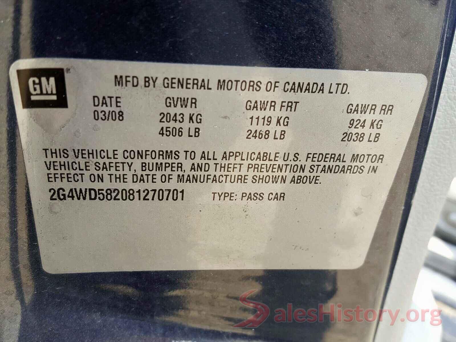 2GNFLFEK3G6203679 2008 BUICK LACROSSE