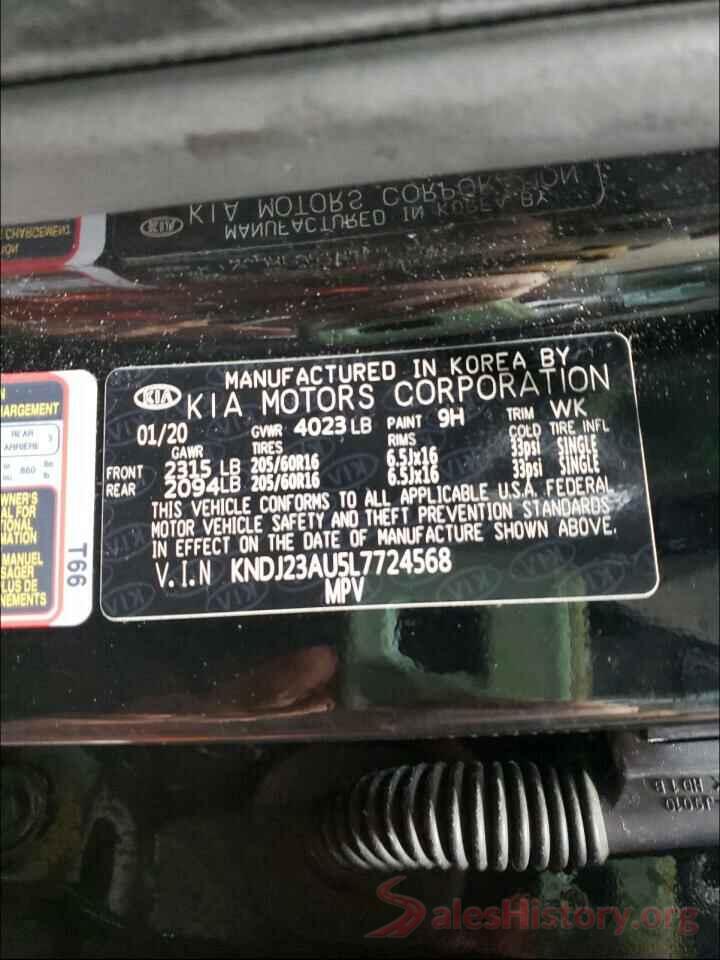 KNDJ23AU5L7724568 2020 KIA SOUL