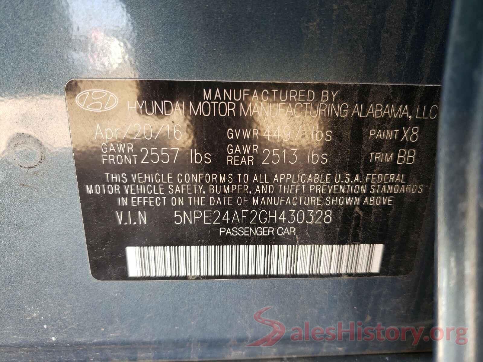 5NPE24AF2GH430328 2016 HYUNDAI SONATA