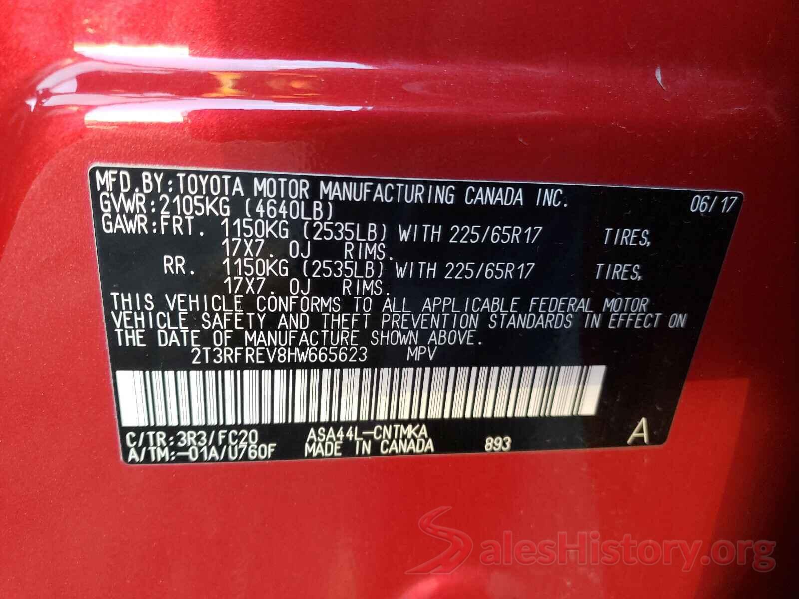 2T3RFREV8HW665623 2017 TOYOTA RAV4