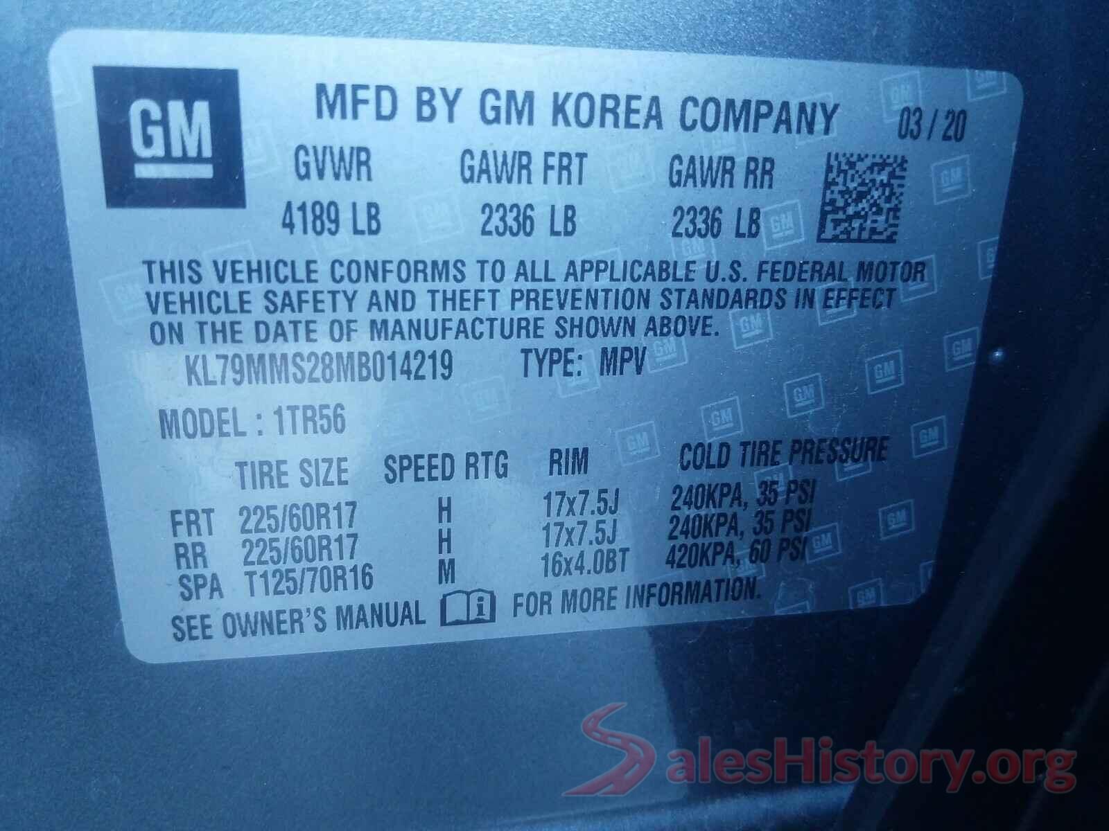 KL79MMS28MB014219 2021 CHEVROLET TRAILBLAZE