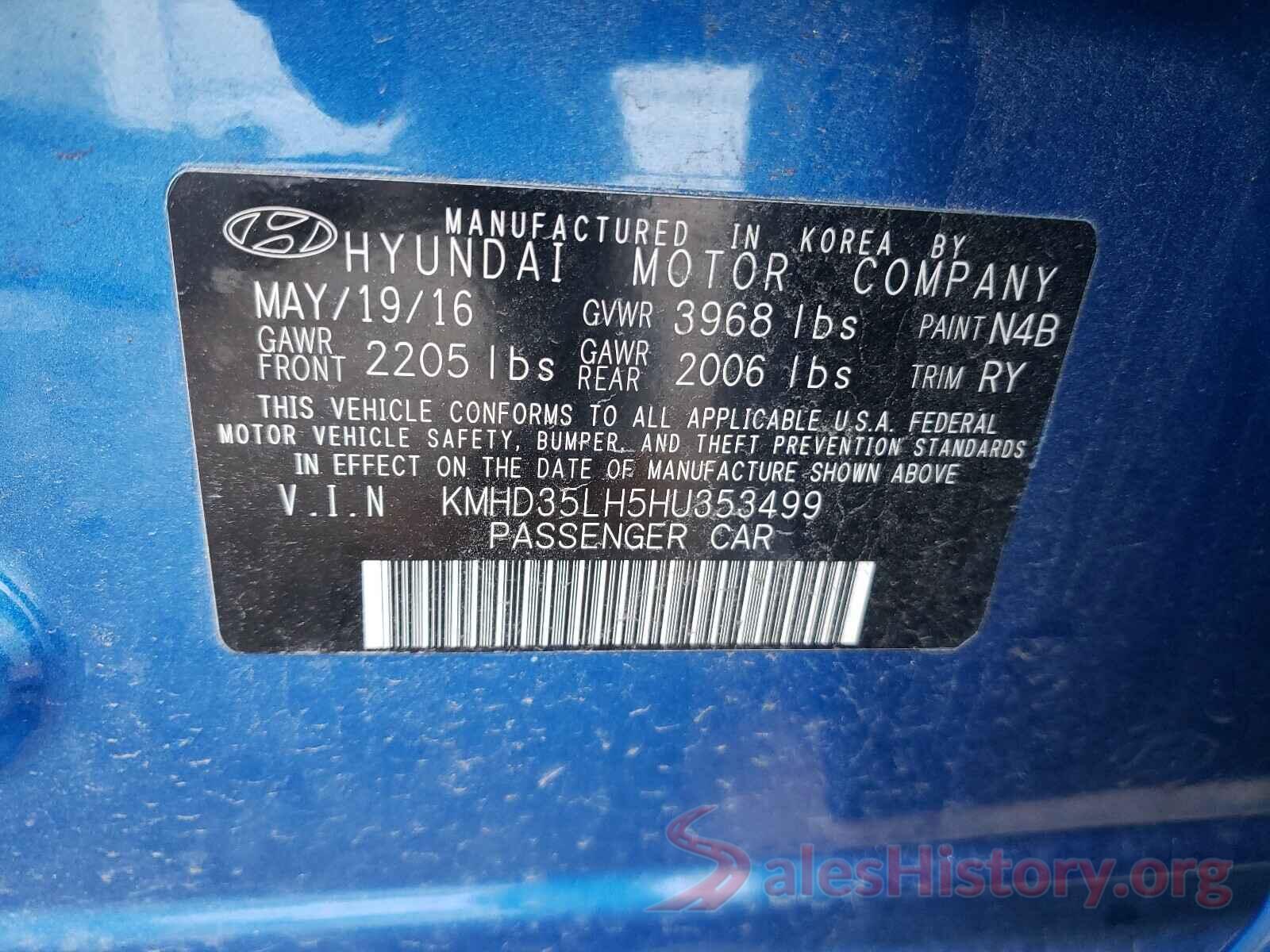 KMHD35LH5HU353499 2017 HYUNDAI ELANTRA