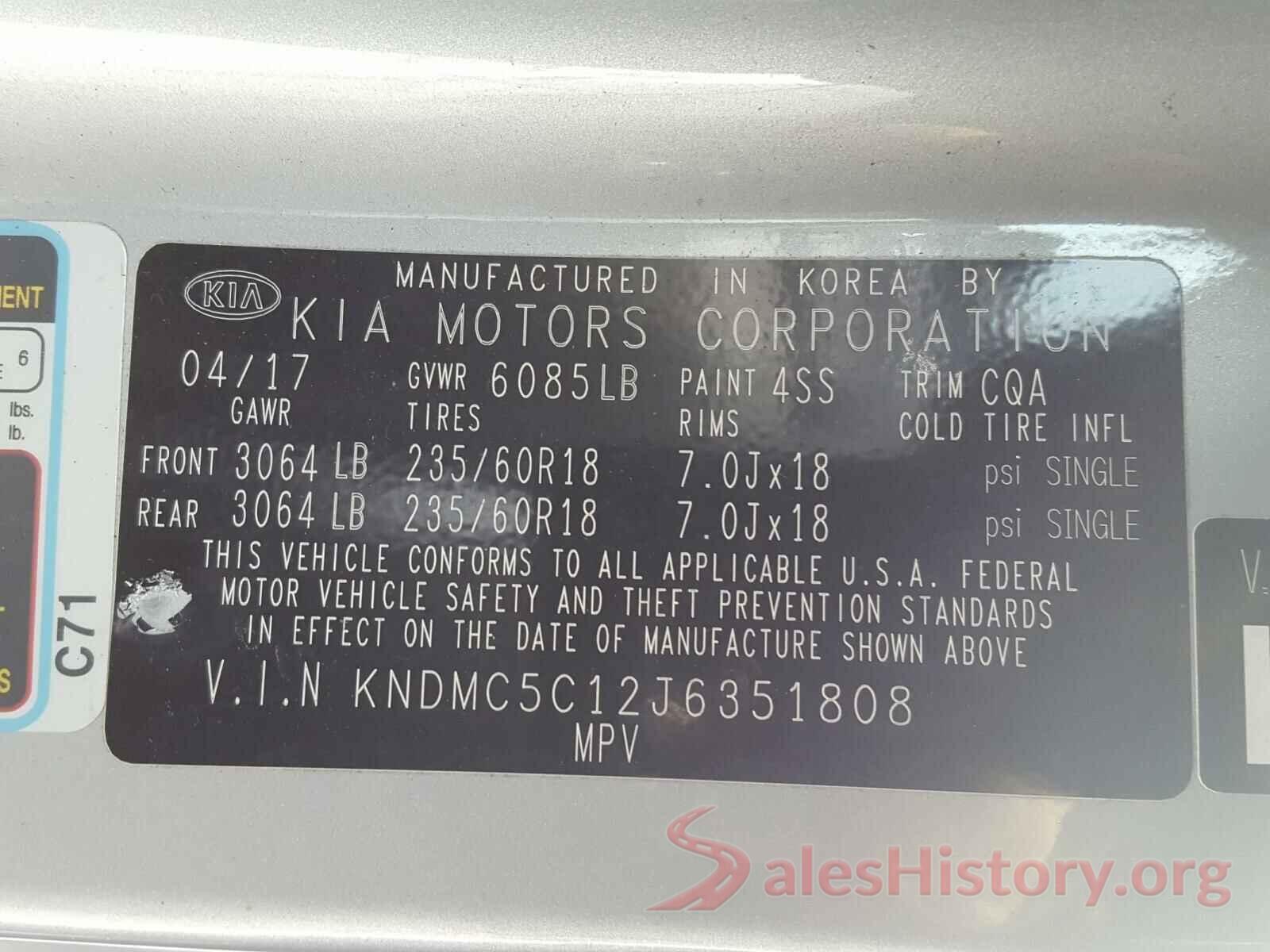 KNDMC5C12J6351808 2018 KIA SEDONA