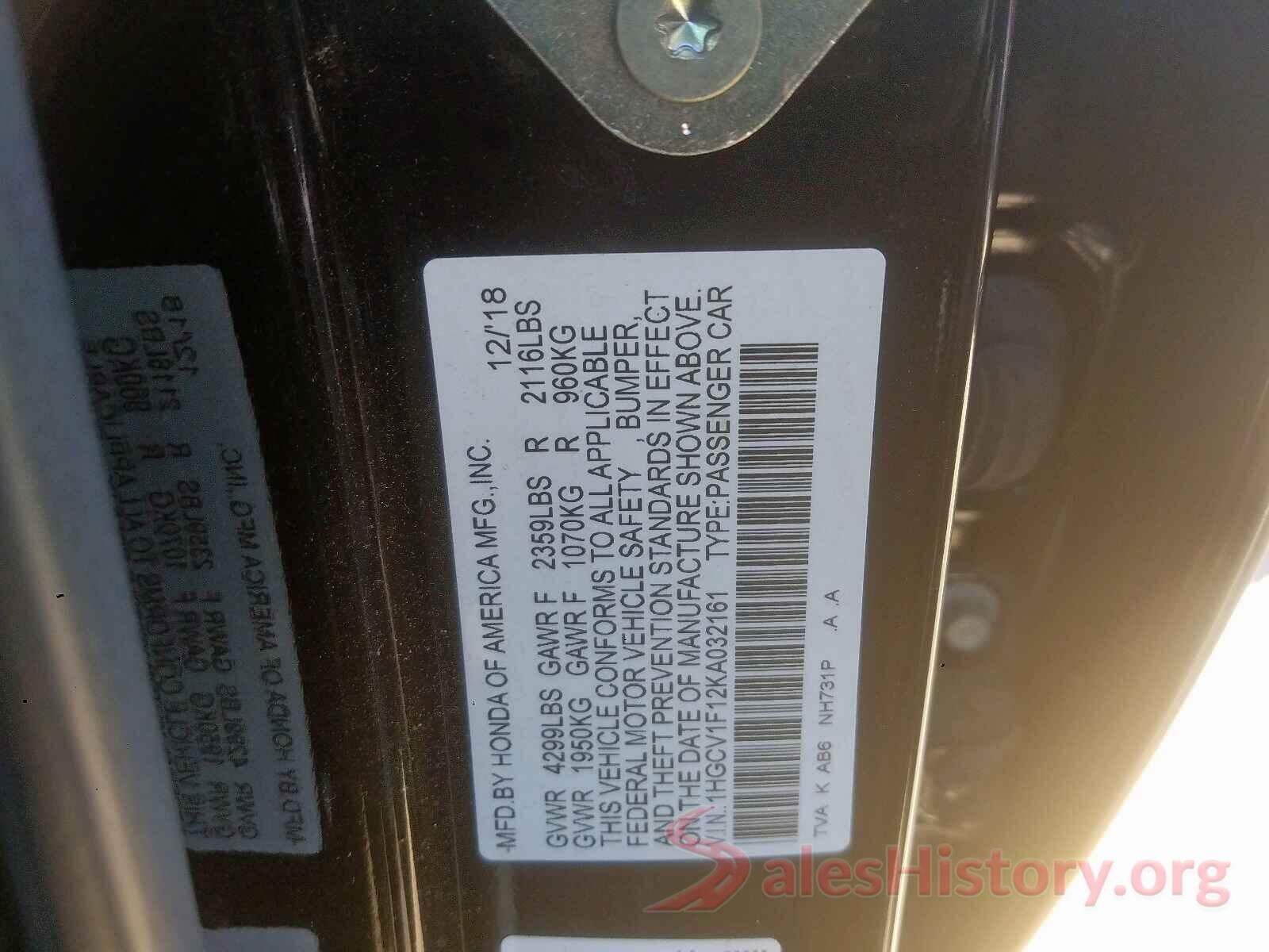 KM8K22AAXJU067166 2019 HONDA ACCORD