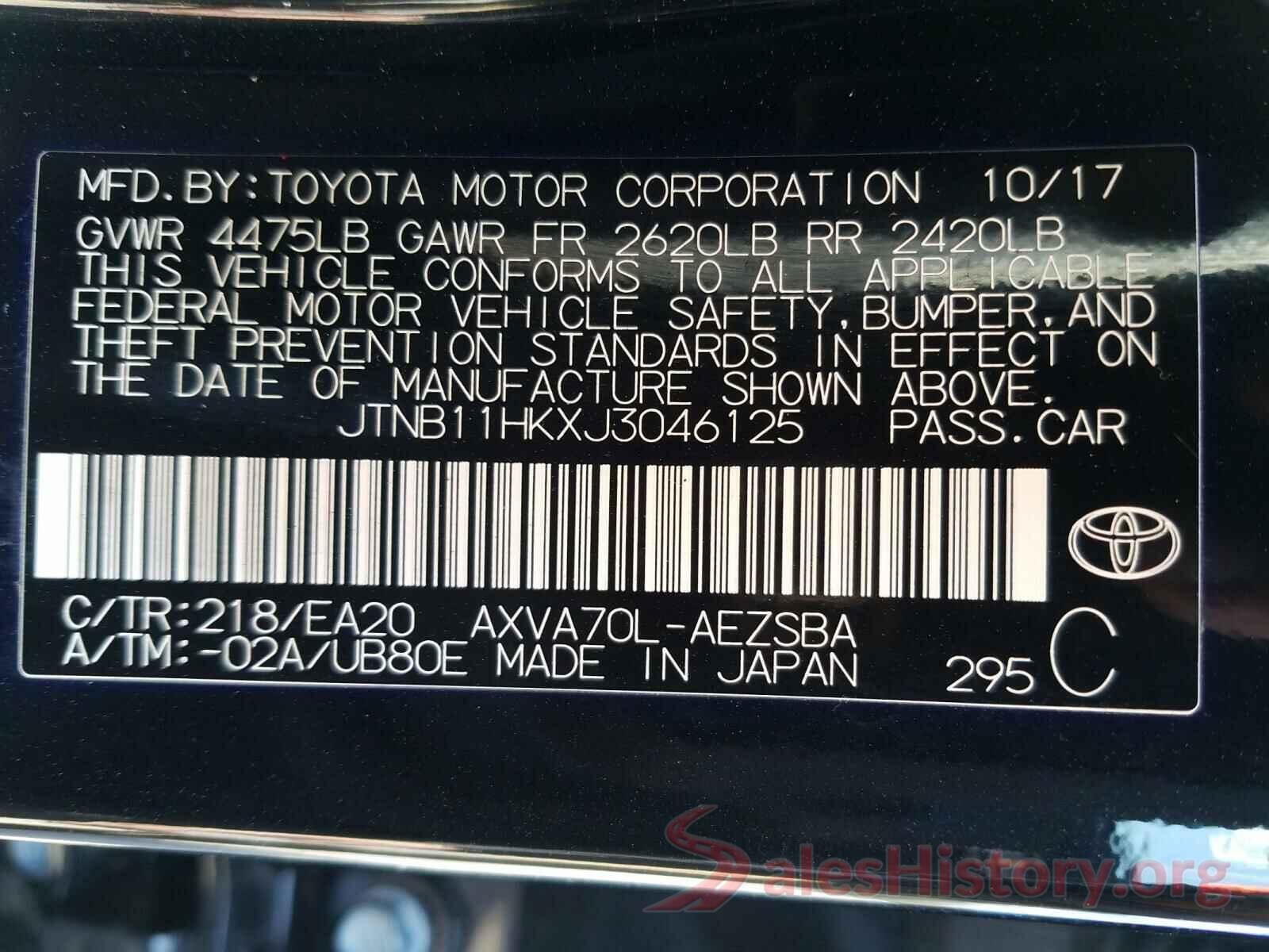 JTNB11HKXJ3046125 2018 TOYOTA CAMRY