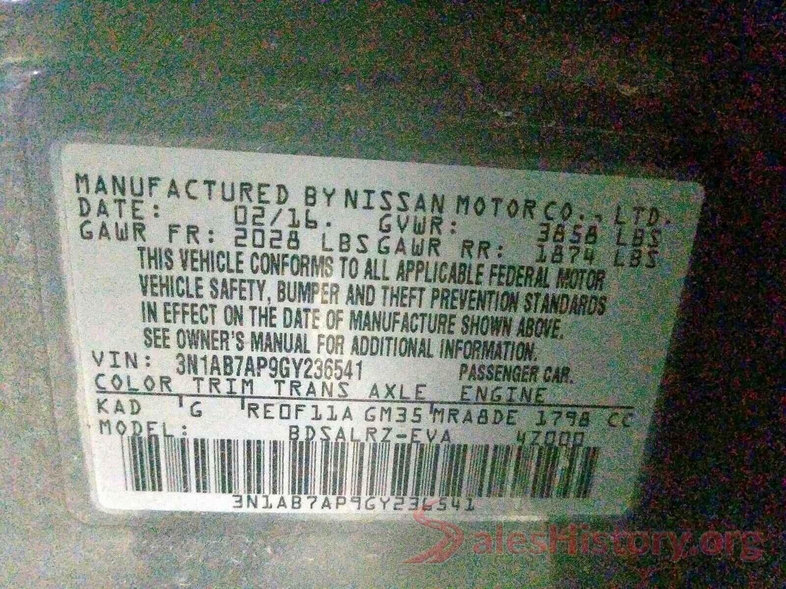 5TFEY5F15MX273007 2016 NISSAN SENTRA