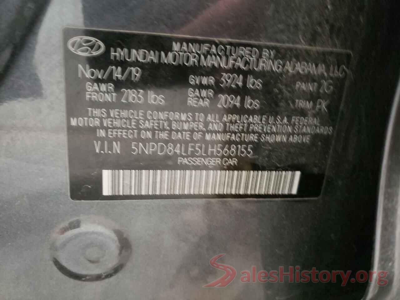 5NPD84LF5LH568155 2020 HYUNDAI ELANTRA