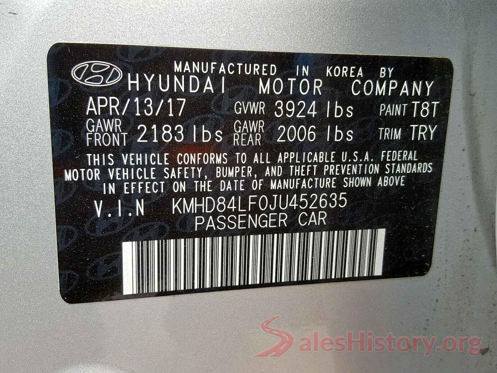 5TDBZRFH7HS401165 2018 HYUNDAI ELANTRA