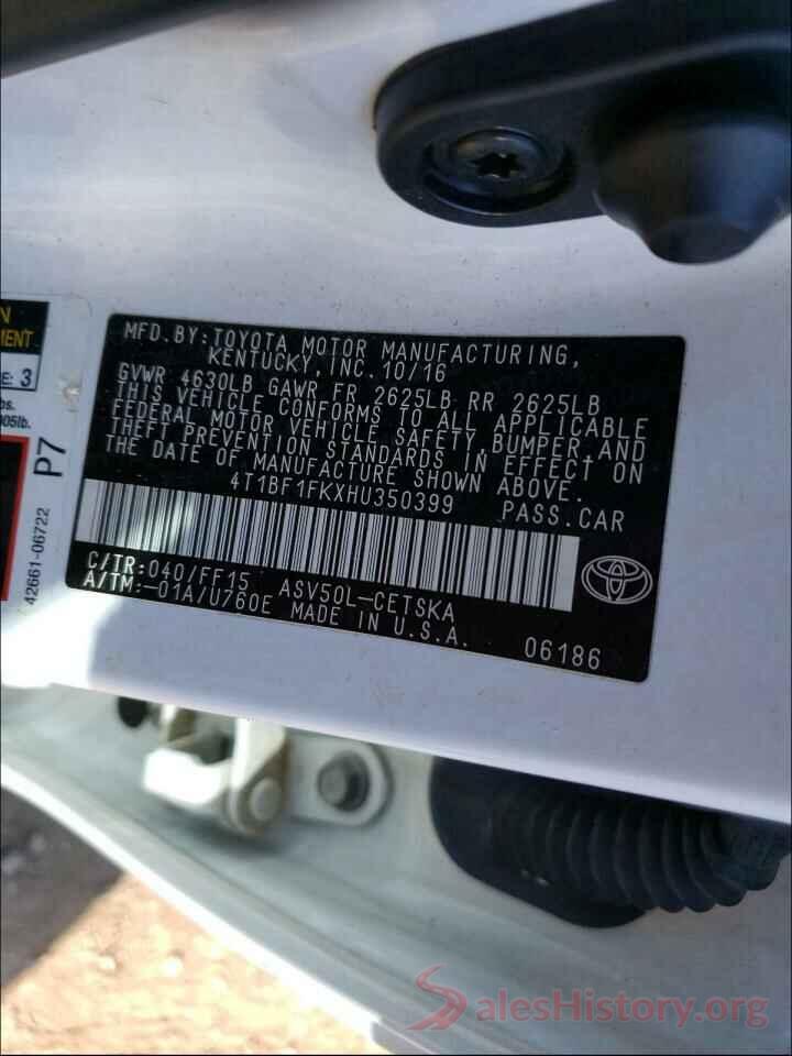 4T1BF1FKXHU350399 2017 TOYOTA CAMRY