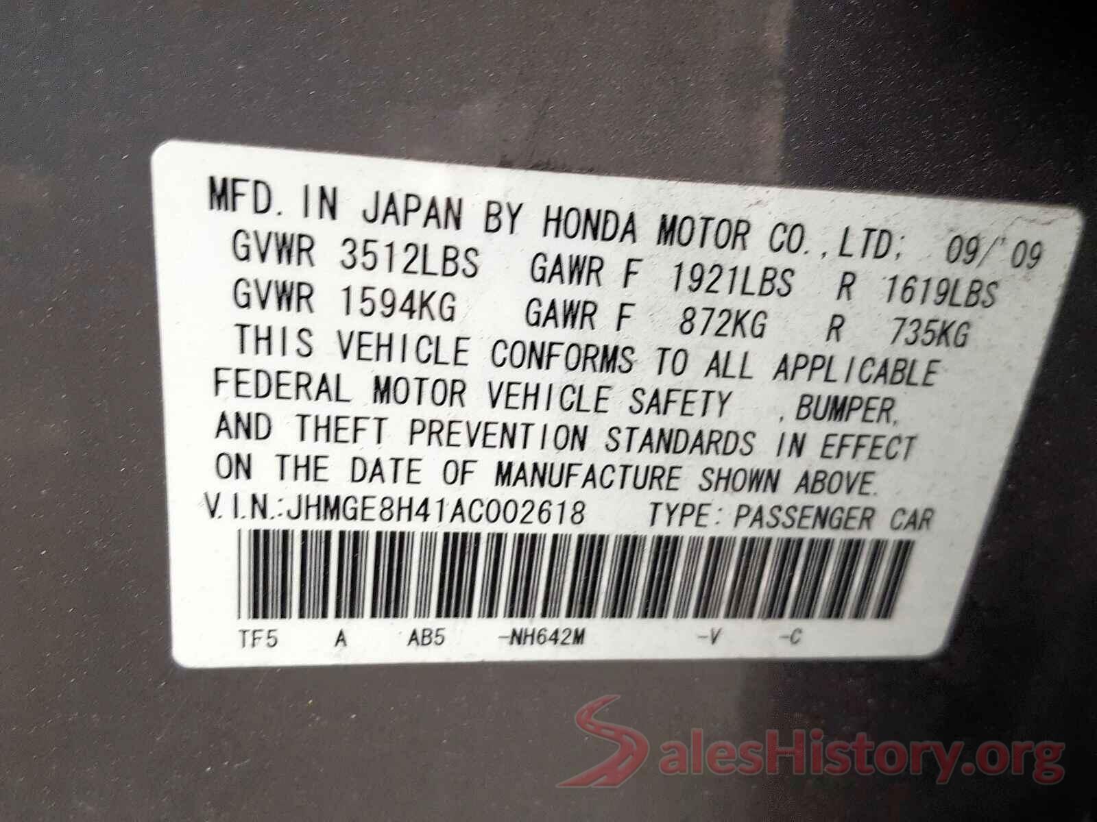 4S3GTAV65M3704238 2010 HONDA FIT