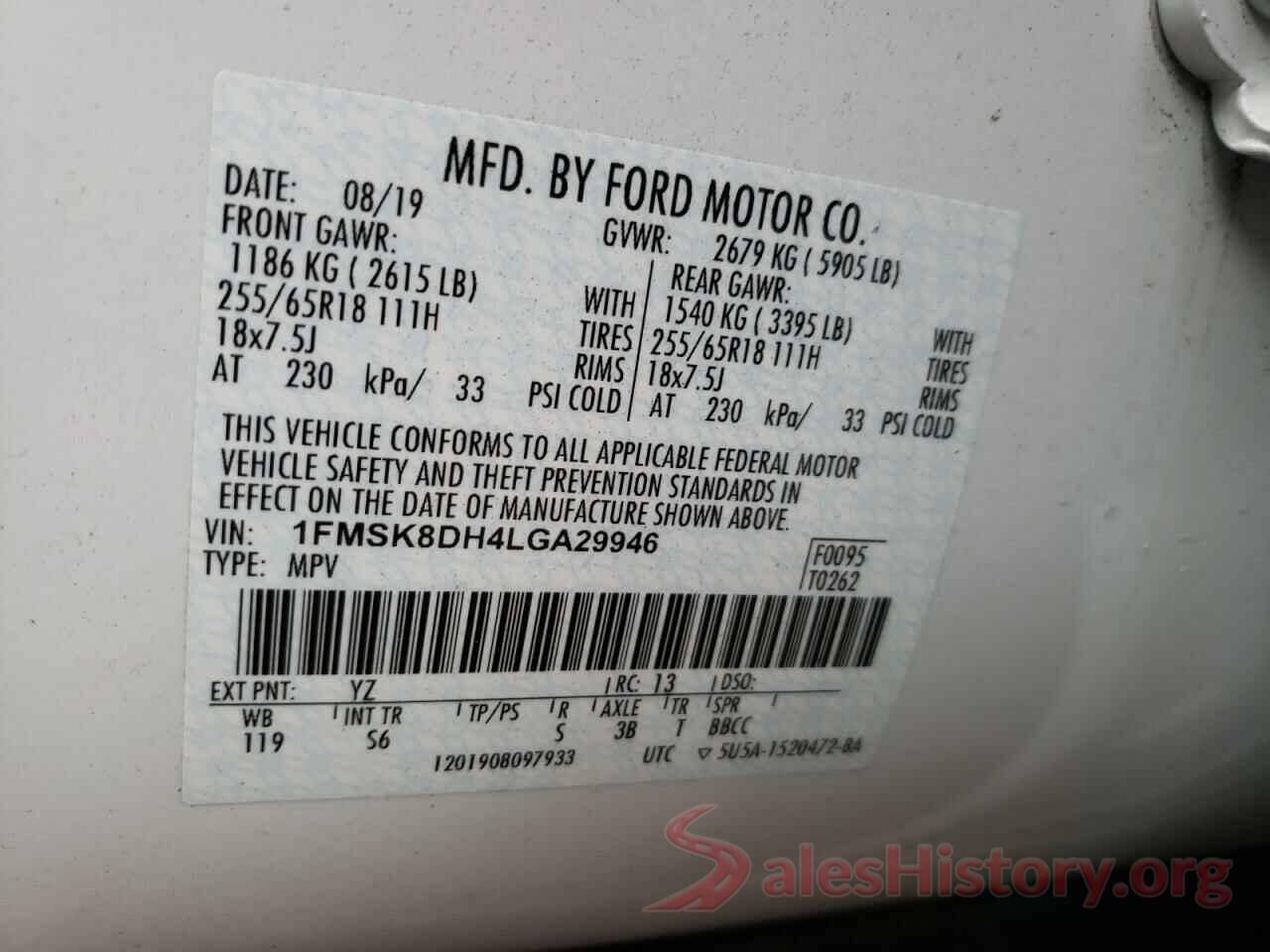 1FMSK8DH4LGA29946 2020 FORD EXPLORER