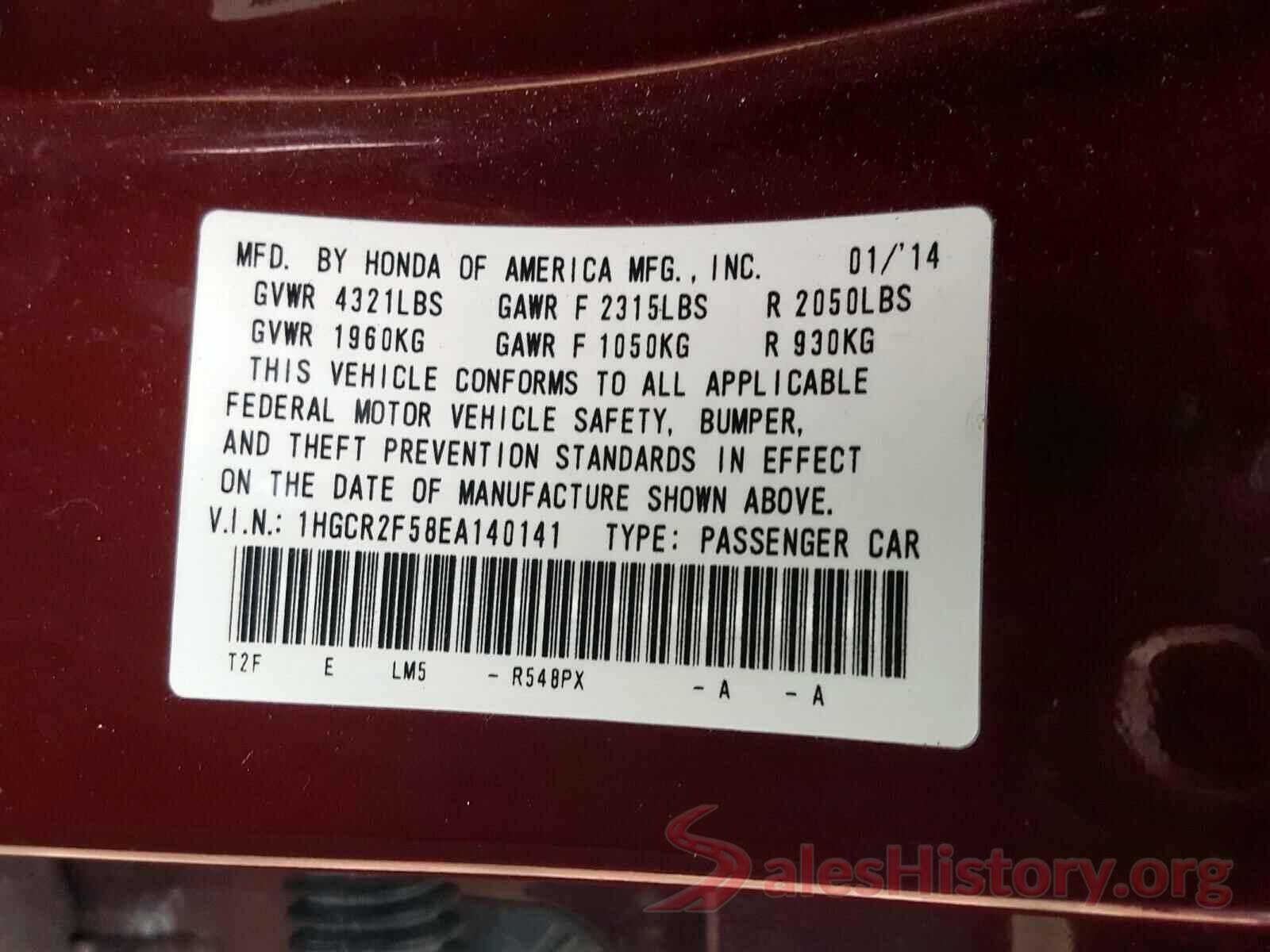 KM8R14HE4MU276347 2014 HONDA ACCORD