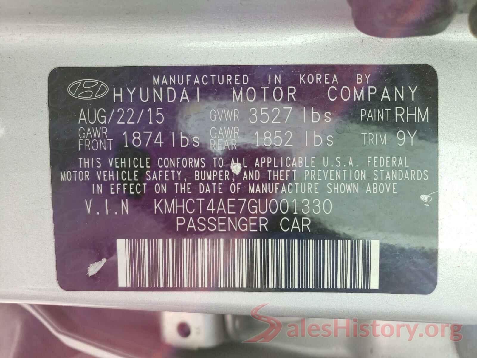 KMHCT4AE7GU001330 2016 HYUNDAI ACCENT