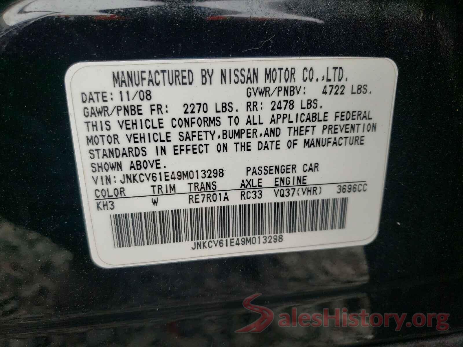 ML32AUHJ6MH003103 2009 INFINITI G37