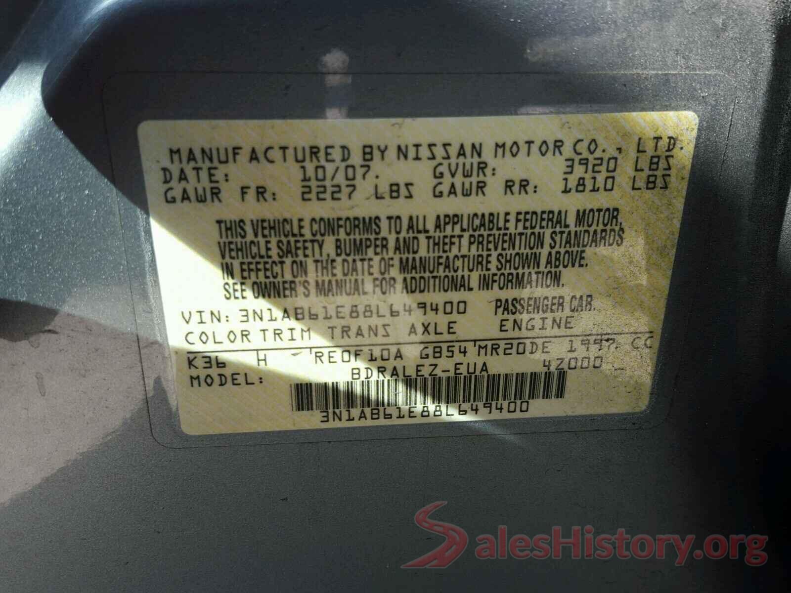 3VWCB7BU5KM187099 2008 NISSAN SENTRA