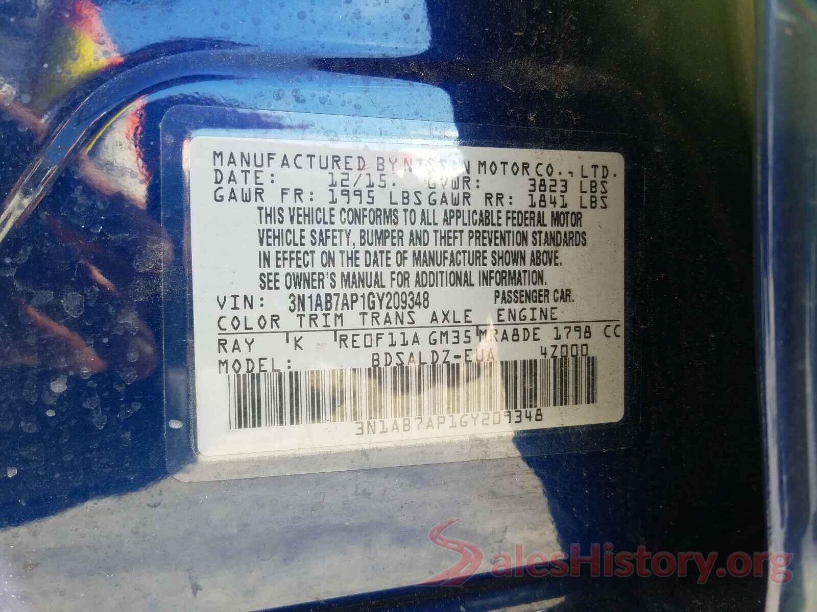 3N1AB7AP1GY209348 2016 NISSAN SENTRA