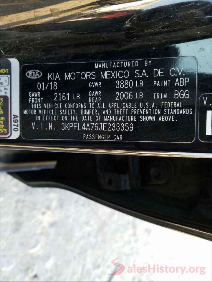 3KPFL4A76JE233359 2018 KIA FORTE