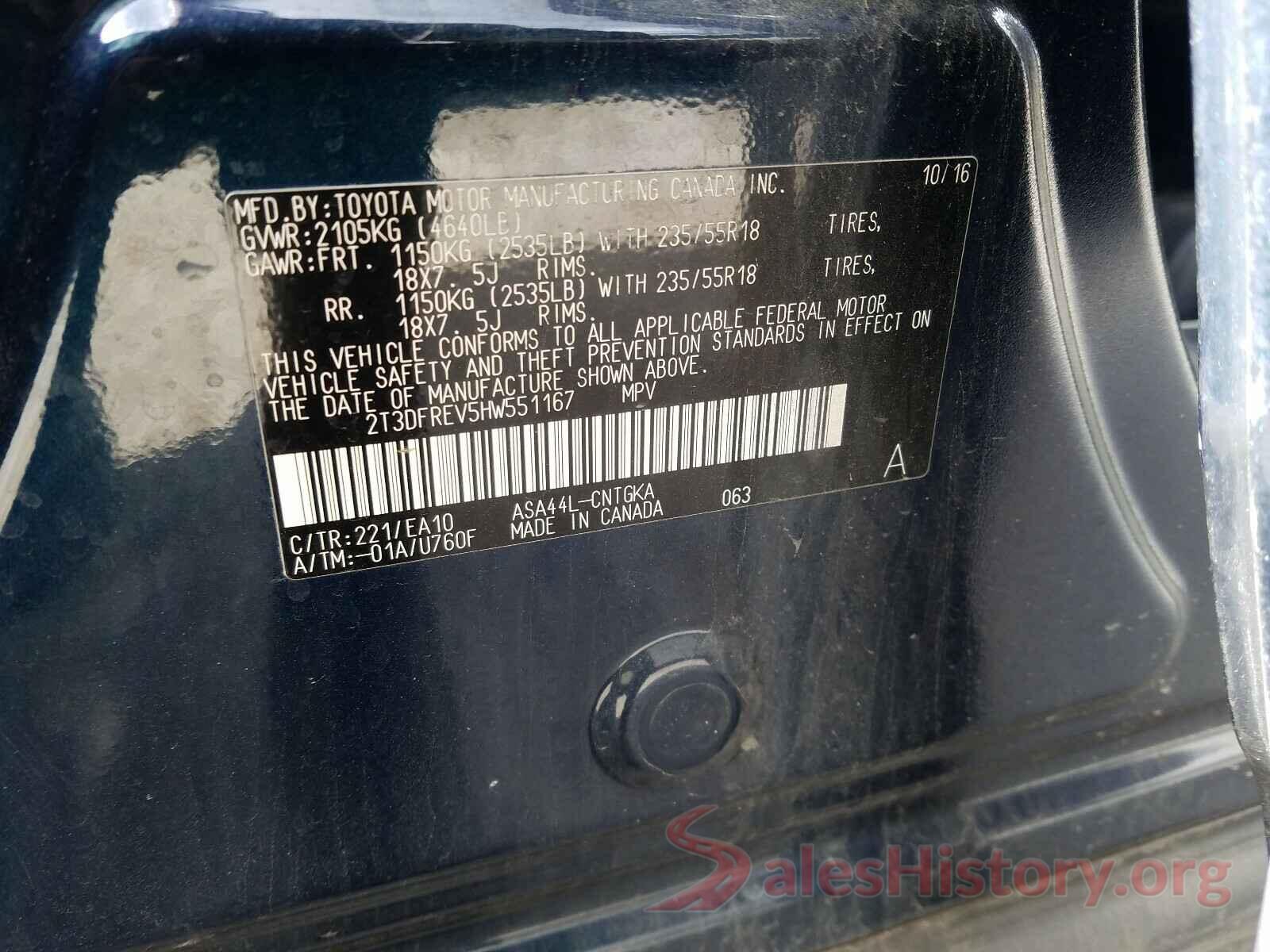 2T3DFREV5HW551167 2017 TOYOTA RAV4