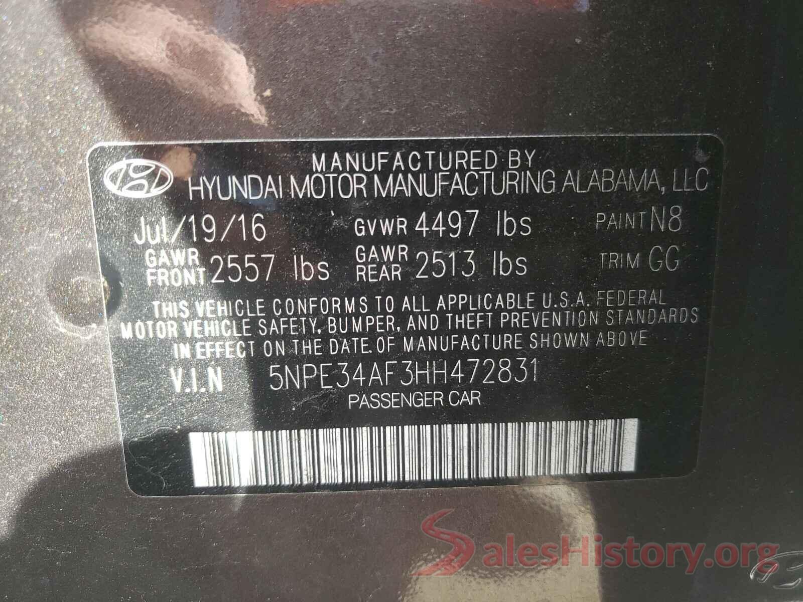 5NPE34AF3HH472831 2017 HYUNDAI SONATA