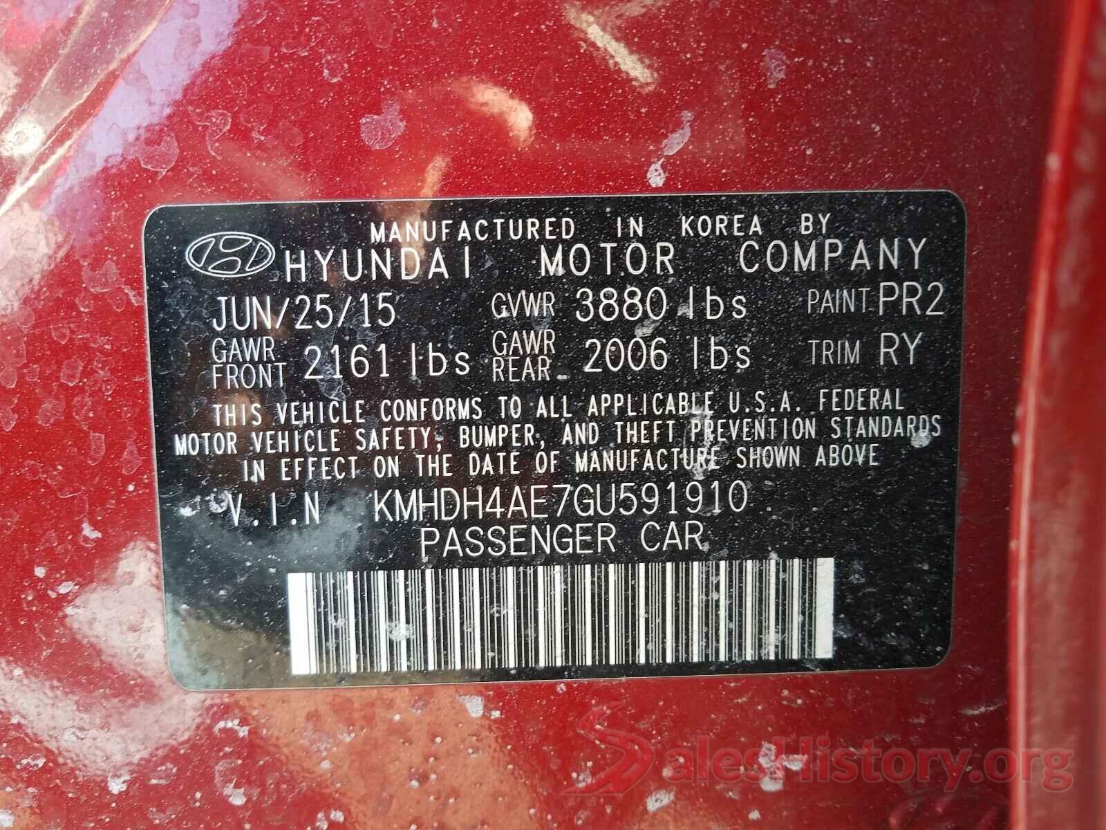 KMHDH4AE7GU591910 2016 HYUNDAI ELANTRA