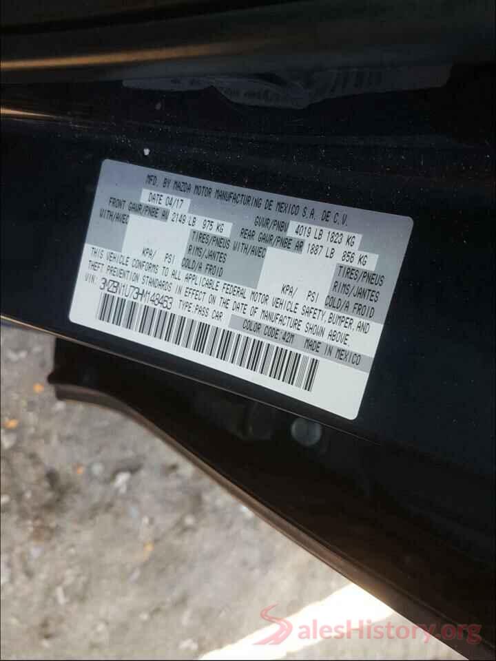 3MZBN1U73HM148463 2017 MAZDA 3