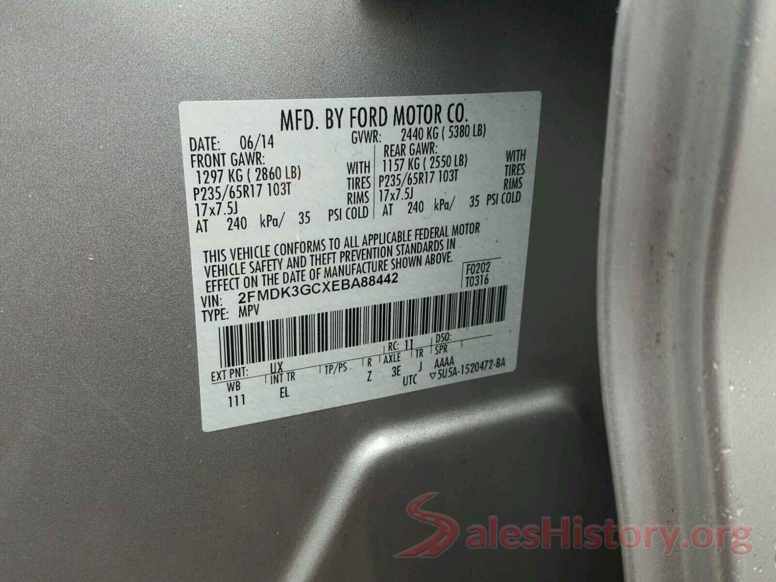 1FM5K8FH7HGA09515 2014 FORD EDGE