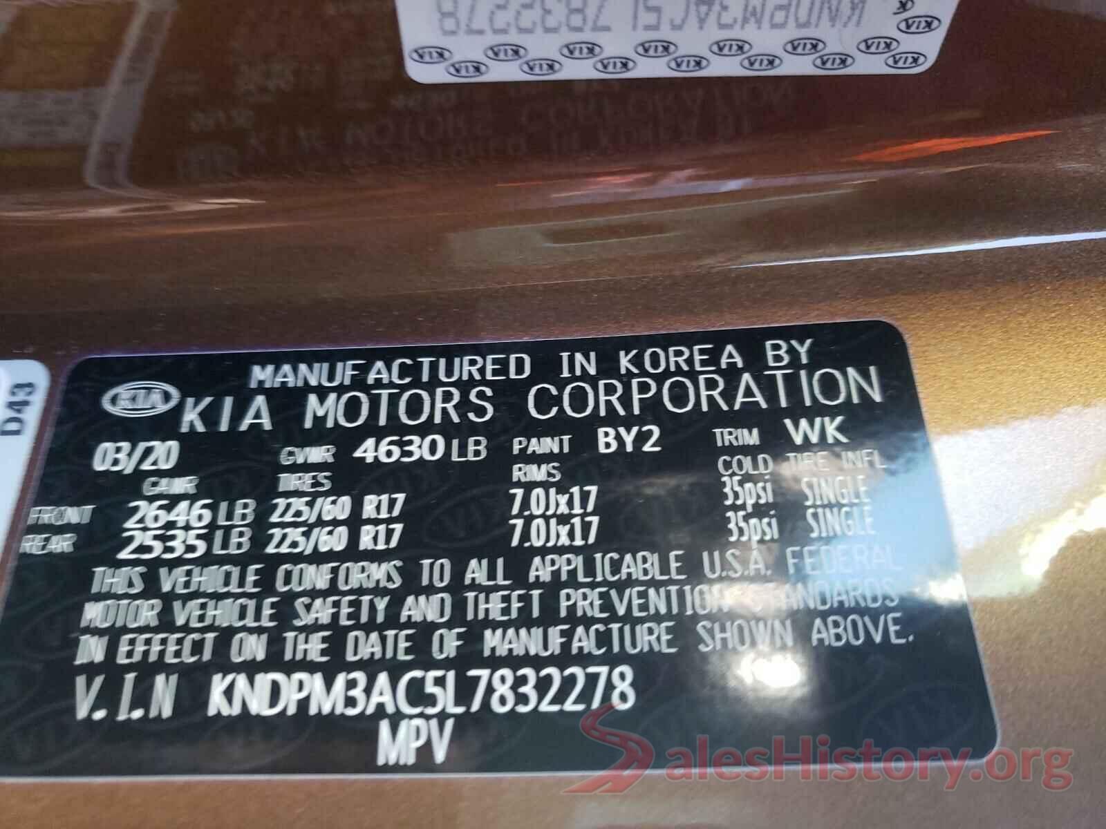 KNDPM3AC5L7832278 2020 KIA SPORTAGE