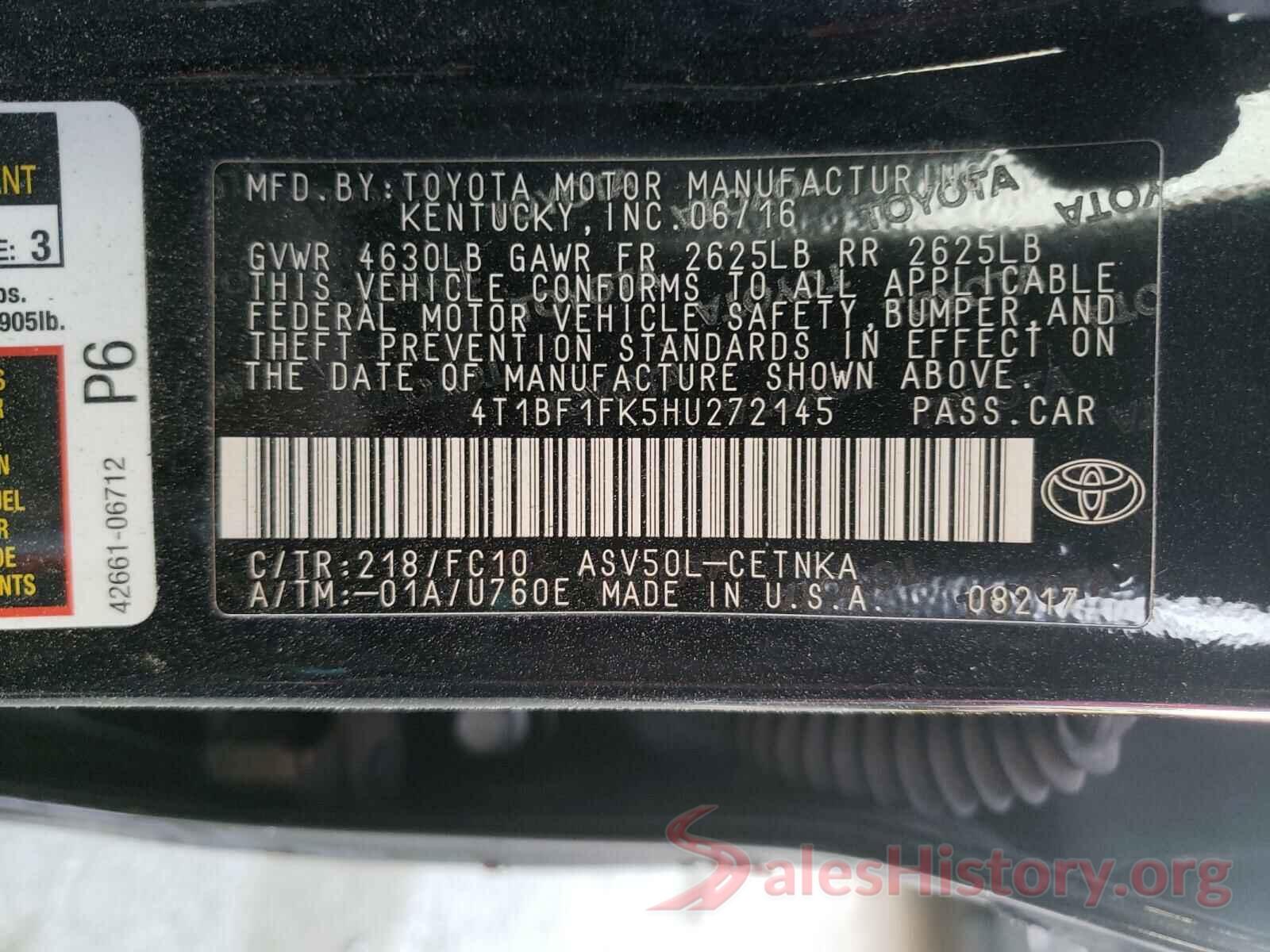 4T1BF1FK5HU272145 2017 TOYOTA CAMRY