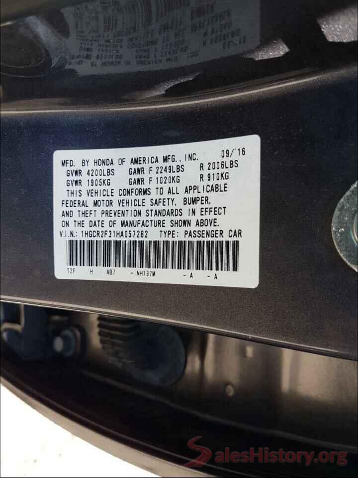 1HGCR2F31HA057282 2017 HONDA ACCORD