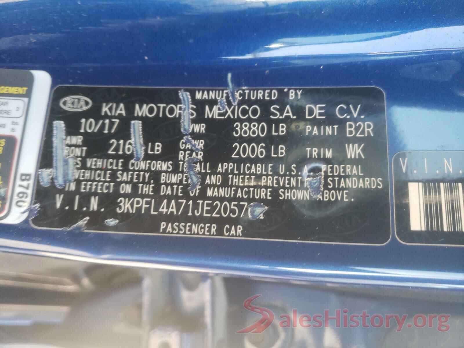 3KPFL4A71JE205761 2018 KIA FORTE