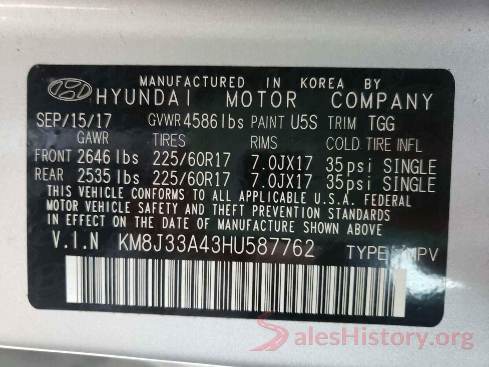 KM8J33A43HU587762 2017 HYUNDAI TUCSON