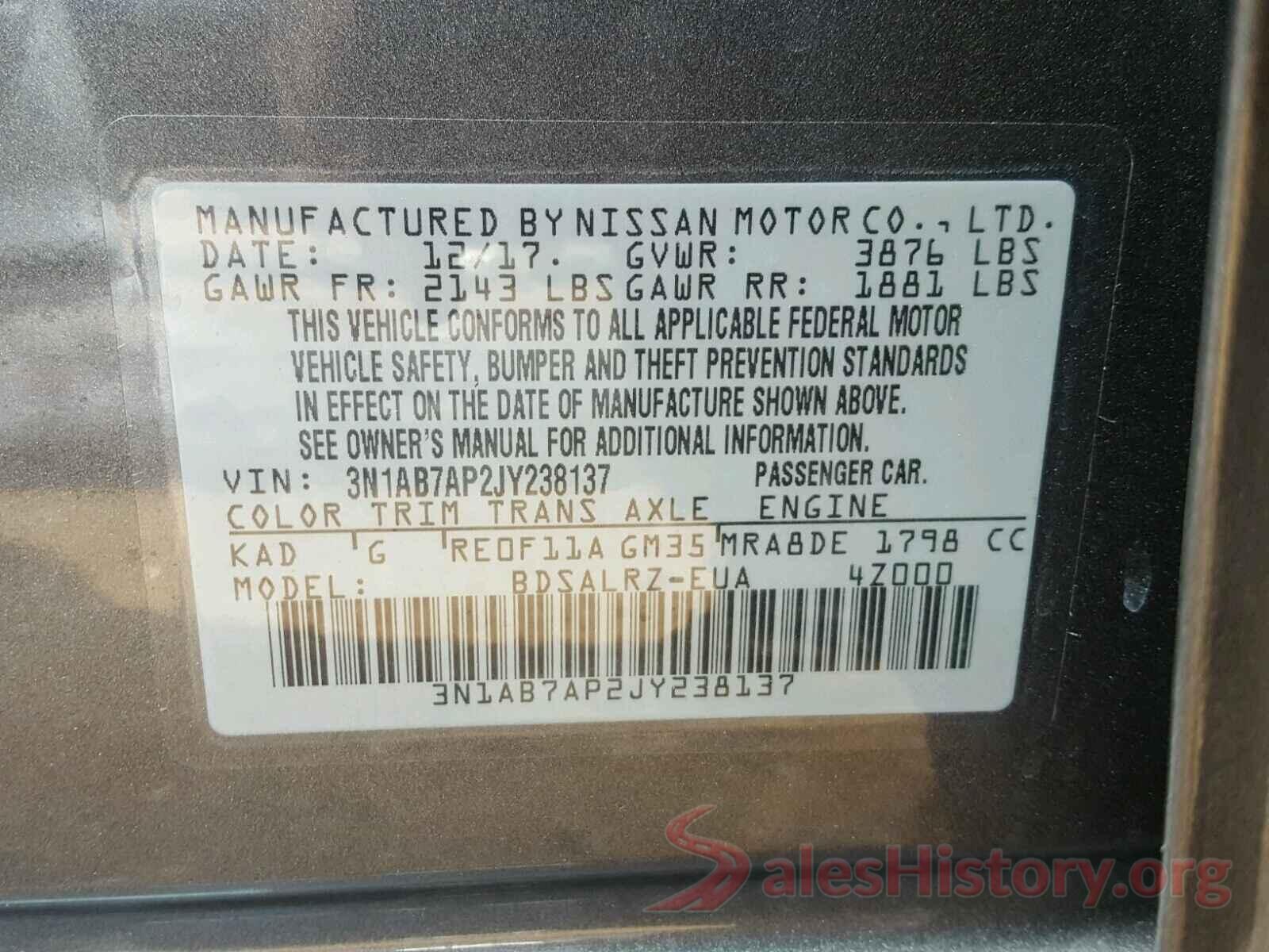 3VWDB7AJ7HM415690 2018 NISSAN SENTRA